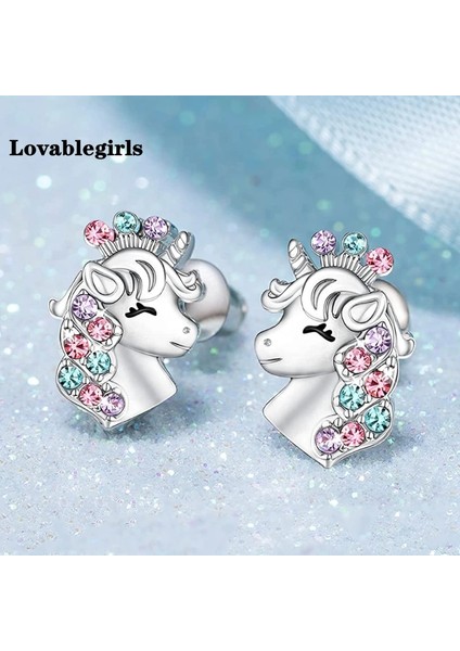 Küpe Sıcak Benzersiz Moda Tek Boynuzlu At Kristal Birthstone Küpe Popüler Aksesuarlar Küpe Kadınlar Için Saplama Küpe Çocuklar Hediye (Yurt Dışından) fiyatları
