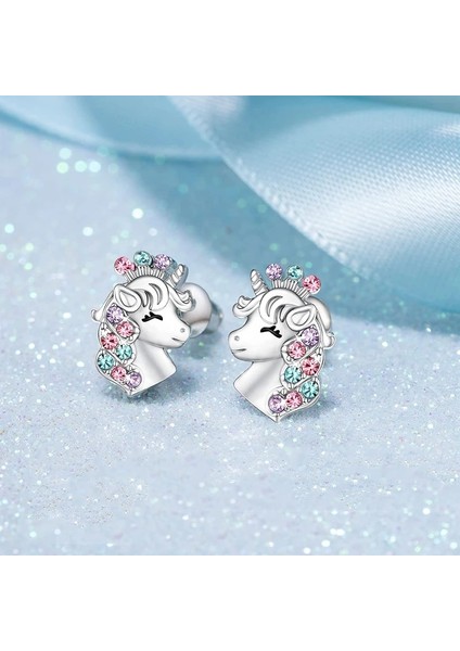 Küpe Sıcak Benzersiz Moda Tek Boynuzlu At Kristal Birthstone Küpe Popüler Aksesuarlar Küpe Kadınlar Için Saplama Küpe Çocuklar Hediye (Yurt Dışından) modelleri
