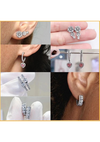 BET03 Orijinal Authentterling Gümüş Küpe Köpüklü Serbest Kalp Hoop Plata Pandore Küpe Kadın Moda Takı Hediye (Yurt Dışından) fırsatları