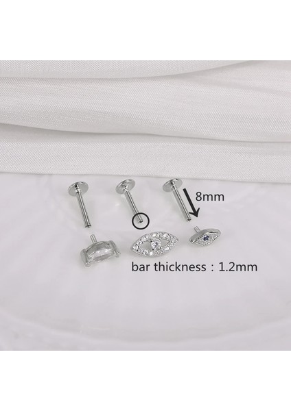 Mingjin Shop2 No.15 Boyutu Konserve Tars Ay Çiçekleri Beyaz Zirkon Küpe Wometerling Gümüş Piercing Düğme Küpe Pendiente Plata Takı (Yurt Dışından)