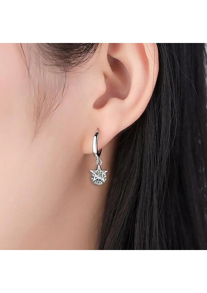 Wome Grils Çocuklar Düğün Hediyesi Kadın Pendientes Mujer Moda Için 925 Ayar Gümüş Kristal Yıldız Charm Saplama Küpe (Yurt Dışından) fiyatları