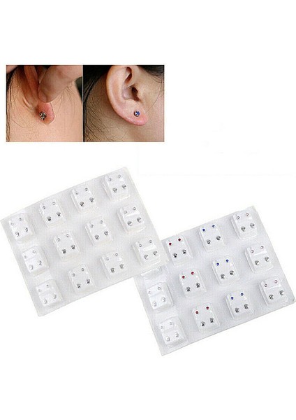 Şerit Topu 12 Çift Kristal Tıbbi Küpe Piercing Alet Takımı Kulak Damızlık Cerrahi Çelik Tıpa Vücut Kulak Piercing Tabancası Takı Moda (Yurt Dışından) modelleri