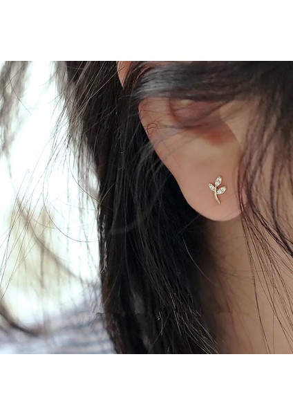 Altın Tarzı Küpe 925 Ayar Gümüş Fremple Pavé Kristal Yaprak Ağacı Hayat Damızlık Küpe Kadın Clalating 14 K Altın Takı Hediye (Yurt Dışından) fırsatları
