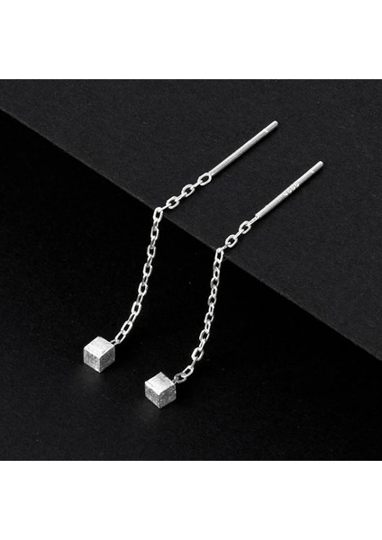 XEY4726SFK Softpıg Gerçek Terling Gümüş Ay Yıldız Kalp Kare Yonca Zincir Püskül Saplama Küpeler Moda Kadınlar Için Klasik Güzel Takı (Yurt Dışından)