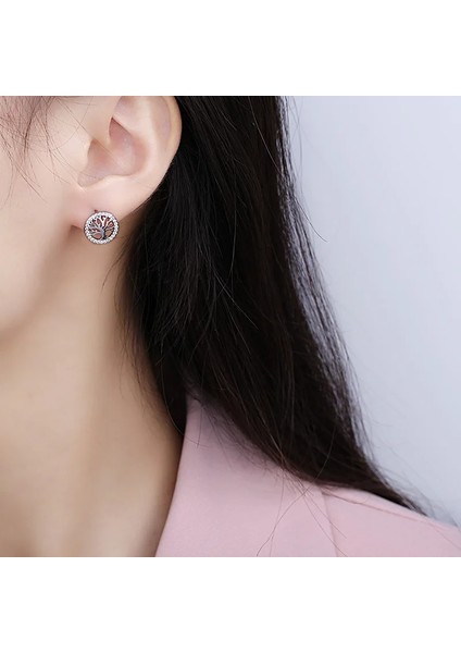 ED117 925 Ayar Gümüş Takı Kadın Moda Sevimli Minik Temizle Kristal Cz Saplama Küpe Kızlar Için Hediye Gençler Bayan (Yurt Dışından) indirimleri