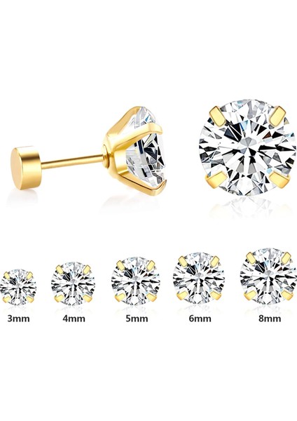 5mm Tarzı EA6184AG Kristal Küpe Kadınlar Için Yuvarlak Çiviler Gümüş Renk Zirkon Moda Takı Brinco Hediye Bucle De Oreille Femme (Yurt Dışından)