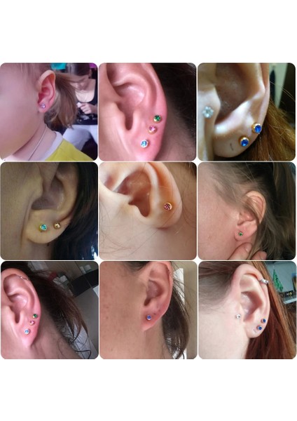 Stil9 2 Adet Grup Çelik Küpe Çıtçıt Kulak Delme Tabancası Birthstone Gem Kulak Çıtçıt Küpe Damızlık Tragus Kıkırdak Helix Piercing Takı (Yurt Dışından)