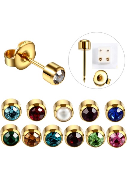 Stil9 2 Adet Grup Çelik Küpe Çıtçıt Kulak Delme Tabancası Birthstone Gem Kulak Çıtçıt Küpe Damızlık Tragus Kıkırdak Helix Piercing Takı (Yurt Dışından)