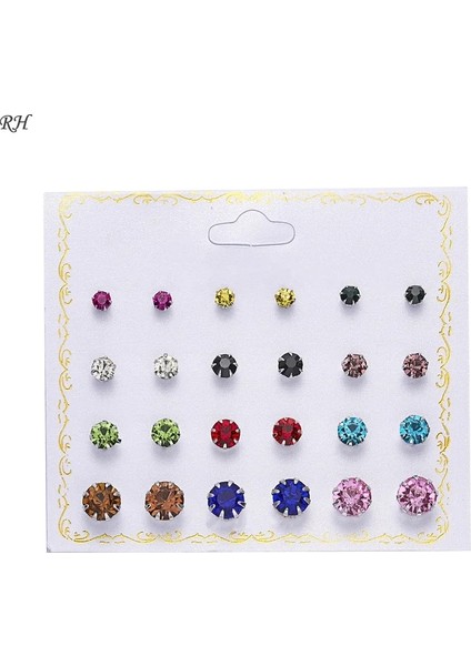 No.2 Boyutu 12 Çift Set Kristal Simüle Inci Küpeler Seti Kadınlar Takı Aksesuarları Piercing Topu Düğme Küpe Seti Bijuteri Brincos (Yurt Dışından)