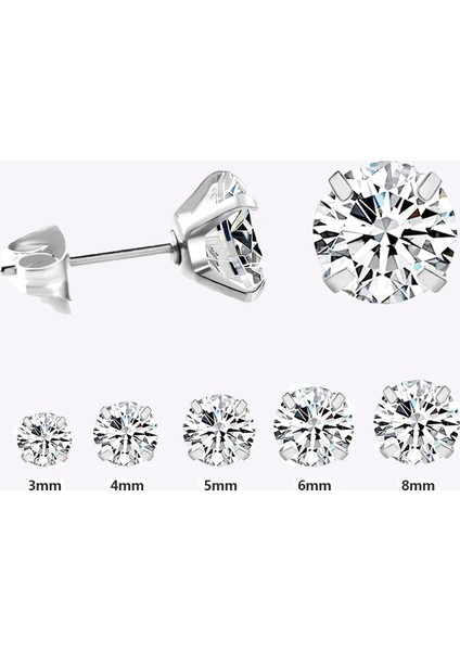 3mm Tarzı EA6185AS Kristal Küpe Kadınlar Için Yuvarlak Çiviler Gümüş Renk Zirkon Moda Takı Brinco Hediye Bucle De Oreille Femme (Yurt Dışından)