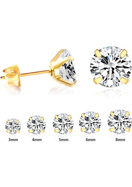 3mm Tarzı EA6185AS Kristal Küpe Kadınlar Için Yuvarlak Çiviler Gümüş Renk Zirkon Moda Takı Brinco Hediye Bucle De Oreille Femme (Yurt Dışından)