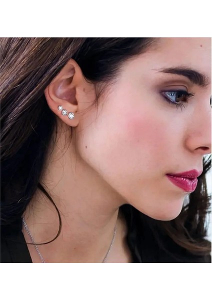 3mm Tarzı EA6185AS Kristal Küpe Kadınlar Için Yuvarlak Çiviler Gümüş Renk Zirkon Moda Takı Brinco Hediye Bucle De Oreille Femme (Yurt Dışından)