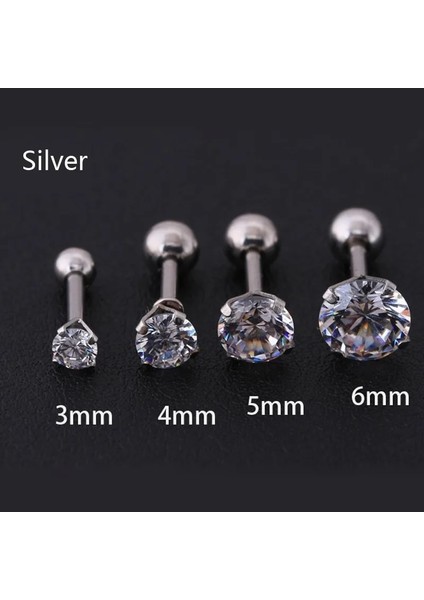5mm Tarzı Gümüş 1 Adet Grup Boyutu Renkler Punk Tıbbi Paslanmaz Titanyum Çelik Iğne Zirkon Kristal Saplama Küpeler Erkekler Kadınlar Için Parti (Yurt Dışından)