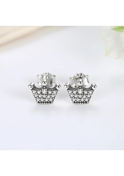 No.26 Boyutu Orijinal Terling Gümüş Earringtud Kristal Küpe Kadınlar Için Gül Altın Taç Kalp Sonsuzluk Arı Küpe Takı (Yurt Dışından)
