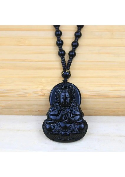 Kırmızı Kahverengi Ulusal Stil Kadın Taklit Yeşim Guanyin Buda Kazak Zinciri Dekorasyon Uzun Kolye (Yurt Dışından)