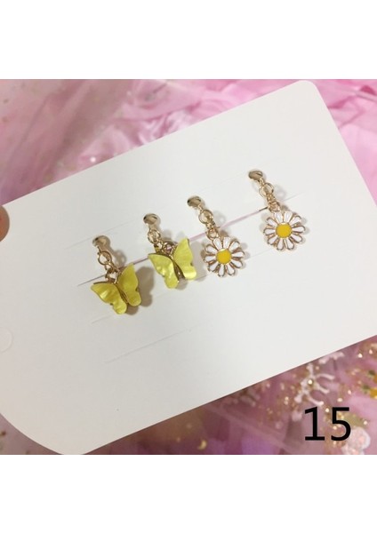 No.15 Boyutu 2 Pairsset 2 Pairsset Yeni Gelenler Sevimli Beyaz Kediler Kelebek Klipsli Küpe Çocuklar Kızlar Için Küpe Takı Hiçbir Deldi Çocuk (Yurt Dışından)