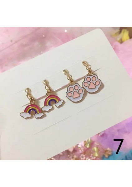 No.7 Boyutu 2 Pairsset 2 Pairsset Yeni Gelenler Sevimli Beyaz Kediler Kelebek Klipsli Küpe Çocuklar Kızlar Için Küpe Takı Hiçbir Deldi Çocuk (Yurt Dışından)