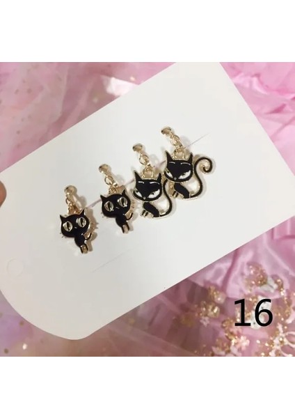 No.16 Boyutu 2 Pairsset 2 Pairsset Yeni Gelenler Sevimli Beyaz Kediler Kelebek Klipsli Küpe Çocuklar Kızlar Için Küpe Takı Hiçbir Deldi Çocuk (Yurt Dışından)