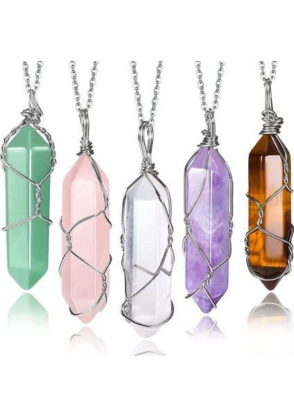 50CM Tarzı 9-1 Adet-Torba Doğal Taş Charm Altıgen Nokta Kolye Kolye Şifa Kristal Taş Kaplan Gözü Lapis Lazuli Mermi Denge Çarkı Takı (Yurt Dışından) fiyatları