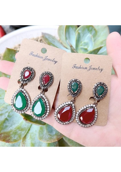 3923BEYAZ Sunspicems Vintage Türk Klip Küpe Hint Kadınlar Damla Küpe Kadın Düğün Takısı Antik Altın Renk Gelin Hediye (Yurt Dışından) modelleri