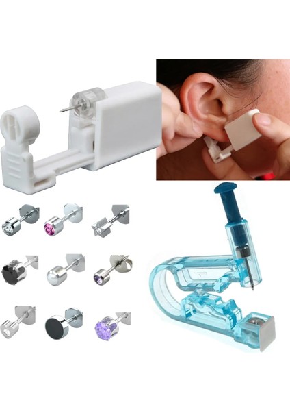 R Tarzı R Adet Tek Kullanımlık Steril Kulak Delme Ünitesi Kıkırdak Tragus Helix Delme Tabancası Hiçbir Ağrı Delici Aracı Makine Seti Damızlık Takı (Yurt Dışından)