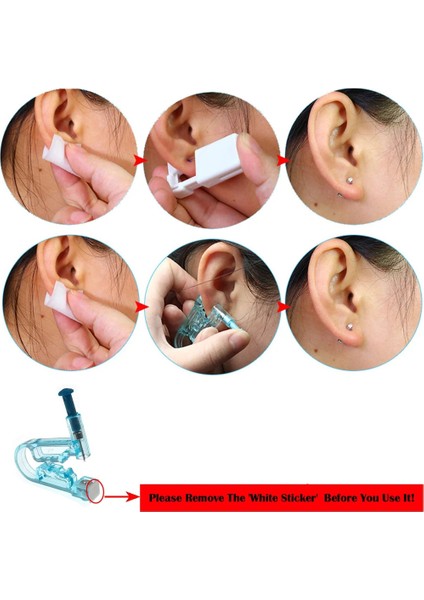 R Tarzı R Adet Tek Kullanımlık Steril Kulak Delme Ünitesi Kıkırdak Tragus Helix Delme Tabancası Hiçbir Ağrı Delici Aracı Makine Seti Damızlık Takı (Yurt Dışından)