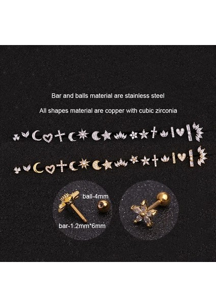 No.22 Tarzı Altın Fashiotainless Çelik Mini Zirkon Kıkırdak Piercing Düğme Küpe Kadınlar Için Helix Tragus Piercing Kadın Göbek Takısı 1 Adet (Yurt Dışından) fiyatları