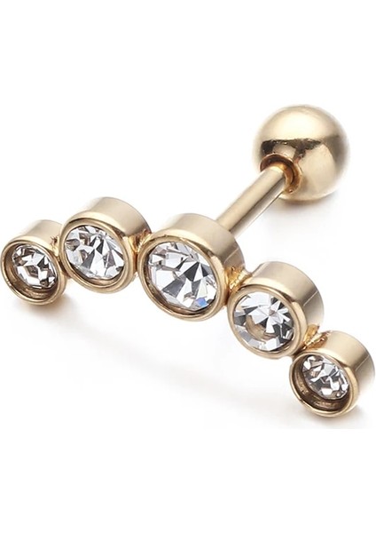 Altın 1 Adet Kristal Kıkırdak Piercing Helix Küpe Damızlık Kadınlar Paslanmaz Çelik Kristal Cevheri Opal Punk Rock Zirkon Düğme Küpe Takı (Yurt Dışından)
