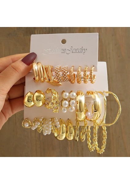 OV53675 Altın Rengi Vintage Geometri Inci Küpeler Set Metal Sicim Kare Dangle Küpe Yuvarlak Kadınlar Için Basit Trendy Parti Takı (Yurt Dışından) fiyatları