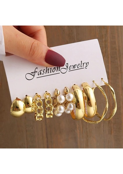 OV53675 Altın Rengi Vintage Geometri Inci Küpeler Set Metal Sicim Kare Dangle Küpe Yuvarlak Kadınlar Için Basit Trendy Parti Takı (Yurt Dışından) modelleri