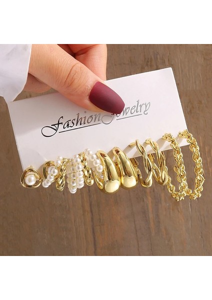 OV53675 Altın Rengi Vintage Geometri Inci Küpeler Set Metal Sicim Kare Dangle Küpe Yuvarlak Kadınlar Için Basit Trendy Parti Takı (Yurt Dışından) fırsatları