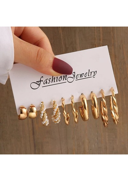 OV53675 Altın Rengi Vintage Geometri Inci Küpeler Set Metal Sicim Kare Dangle Küpe Yuvarlak Kadınlar Için Basit Trendy Parti Takı (Yurt Dışından) indirimleri
