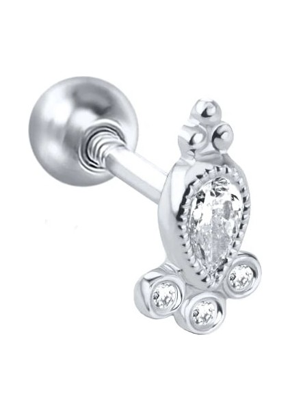 No.16 Boyutu Konserve At Gözü Beyaz Zirkon Iplik Küpe Wometerling Gümüş Piercing Düğme Küpe Endiente Düğün Takısı (Yurt Dışından)