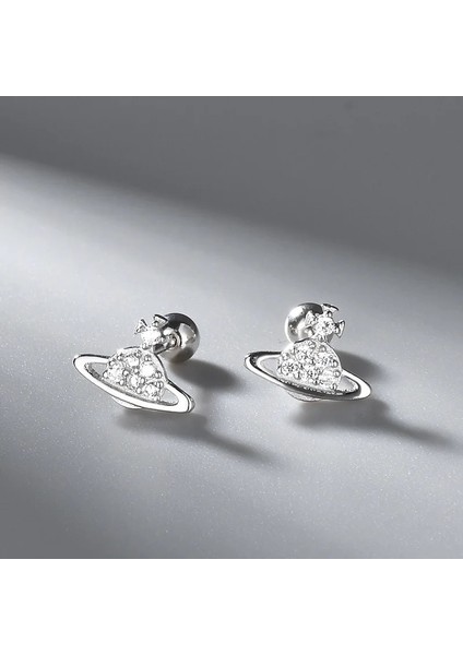 S119-1 925 Ayar Gümüş Saplama Küpe Gezegen Küpe Kadınlar Için Kişilik Düğün Vida Saplama Küpe Parti Takı Hediye (Yurt Dışından)