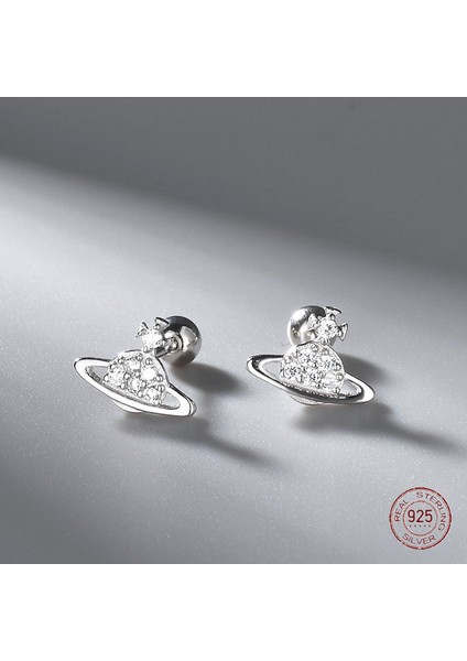 S119-1 925 Ayar Gümüş Saplama Küpe Gezegen Küpe Kadınlar Için Kişilik Düğün Vida Saplama Küpe Parti Takı Hediye (Yurt Dışından) fiyatları