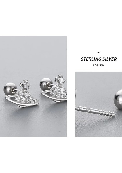 S119-1 925 Ayar Gümüş Saplama Küpe Gezegen Küpe Kadınlar Için Kişilik Düğün Vida Saplama Küpe Parti Takı Hediye (Yurt Dışından) fırsatları