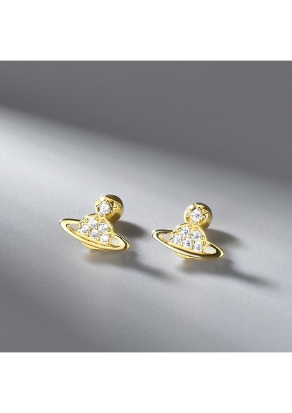 S119-1 925 Ayar Gümüş Saplama Küpe Gezegen Küpe Kadınlar Için Kişilik Düğün Vida Saplama Küpe Parti Takı Hediye (Yurt Dışından) indirimleri