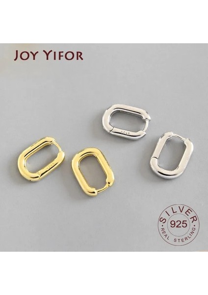 Karamel Minimalist Terling Gümüş Saplama Küpe Vintage Geometrik Elips El Yapımı Küpe Parti Aksesuarları Takı Hediye (Yurt Dışından)