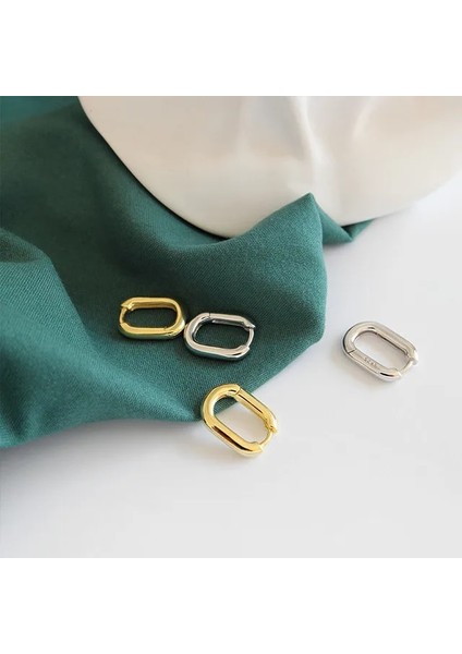 Karamel Minimalist Terling Gümüş Saplama Küpe Vintage Geometrik Elips El Yapımı Küpe Parti Aksesuarları Takı Hediye (Yurt Dışından)