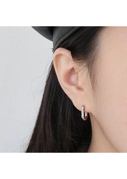 Karamel Minimalist Terling Gümüş Saplama Küpe Vintage Geometrik Elips El Yapımı Küpe Parti Aksesuarları Takı Hediye (Yurt Dışından)