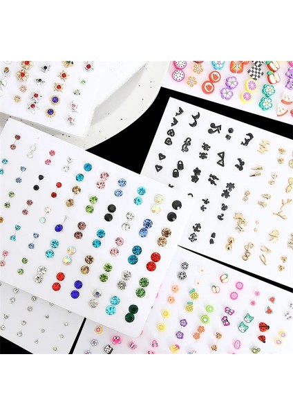 No.9 Boyutu Karışık Rhinestone Küçük Küpe Plastik Çiçekler Ay Kalp Yıldız Ay Kulak Damızlık Küpe Seti Kadınlar Için Lady Piercing Takı (Yurt Dışından) fiyatları