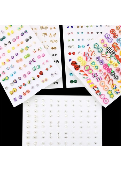 No.9 Boyutu Karışık Rhinestone Küçük Küpe Plastik Çiçekler Ay Kalp Yıldız Ay Kulak Damızlık Küpe Seti Kadınlar Için Lady Piercing Takı (Yurt Dışından) modelleri