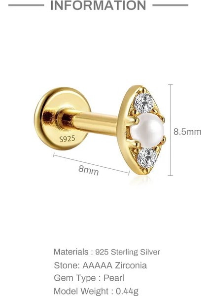 Pembe Konserve Terling Gümüş Inci Serisi Küpe Kadınlar Için Düğme Küpe 16G Iplik Piercing 18K Altın Düğün Güzel Takı (Yurt Dışından) fiyatları