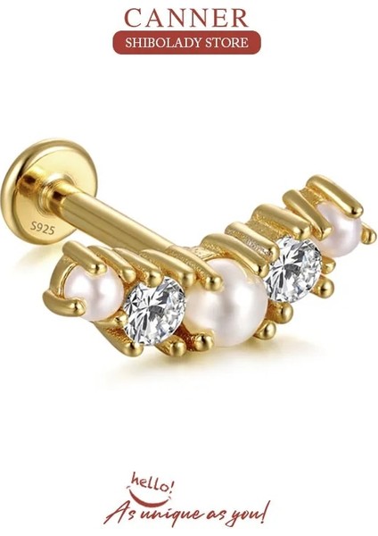 Pembe Konserve Terling Gümüş Inci Serisi Küpe Kadınlar Için Düğme Küpe 16G Iplik Piercing 18K Altın Düğün Güzel Takı (Yurt Dışından) modelleri