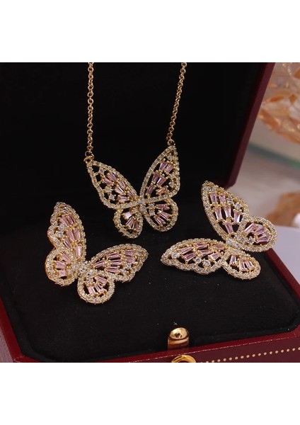 No.31 Boyutu Claendant 14 K Gerçek Altın Kelebek Saplama Küpe Kadın Parti Kızın Lüks Aksesuarları Aaa Zirkon Takı (Yurt Dışından) indirimleri