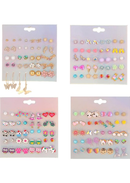 Zürafa Gökkuşağı Sevimli Lolipop Alpaka Unicorn Mix Küpe Seti Kızlar Için Kristal Bildirimi Küpe Takı Metal Parti Noel Küpe (Yurt Dışından) modelleri