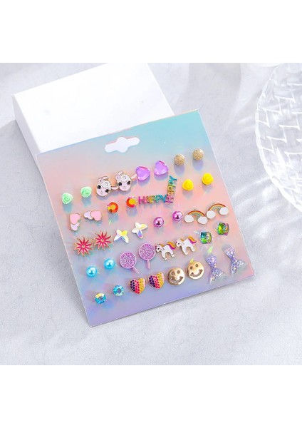 Zürafa Gökkuşağı Sevimli Lolipop Alpaka Unicorn Mix Küpe Seti Kızlar Için Kristal Bildirimi Küpe Takı Metal Parti Noel Küpe (Yurt Dışından) fırsatları