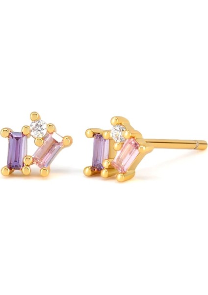 Haki 925 Ayar Gümüş Kulak Iğne Renkli Kristal Saplama Küpeler Kadınlar Için Basit Beyaz Opal Piercing Küpe Takı Aksesuarları (Yurt Dışından)