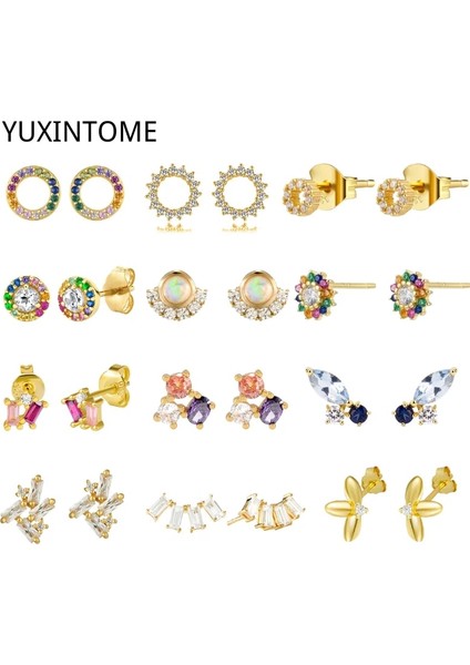 Haki 925 Ayar Gümüş Kulak Iğne Renkli Kristal Saplama Küpeler Kadınlar Için Basit Beyaz Opal Piercing Küpe Takı Aksesuarları (Yurt Dışından) fırsatları