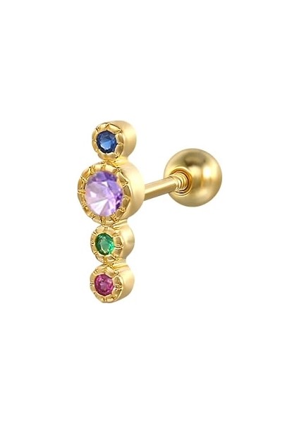 E23 Konserve 1 Adet Mterling Gümüş Saplama Küpeler Kadınlar Için Hediyeler Kız Çocuklar Için Renkli Zirkon Piercing Küpe Takı Brincos (Yurt Dışından)